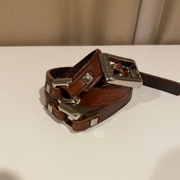 Vintage Leather & Metal Chain‎ Equestrian Belt Adjustable 35–40\